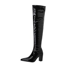 Black Sexy Over The Knee Boots Women Chunky High Heels Ladies Thigh High Boots P - £56.29 GBP