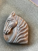 Exquisitely Carved Gray w Pink Undertones Stone Horse Mustang Head Pendant or - £30.47 GBP