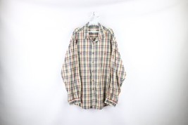 Vintage 90s Eddie Bauer Mens 2XL XXL Faded Flannel Collared Button Shirt Plaid - £35.44 GBP