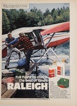 1975 Print Ad Raleigh Cigarettes Float Plane Drops Off Fisherman in the Wild - £14.58 GBP