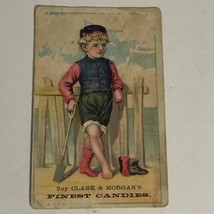 Clarke &amp; Morgan’s Crackers &amp; Candies Victorian Trade Card Quincy Illinois VTC 4 - £3.88 GBP