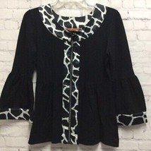 Belldini Womens Jacket Black Animal Print Zip 3/4 Sleeve Stretch Rhinest... - £12.22 GBP