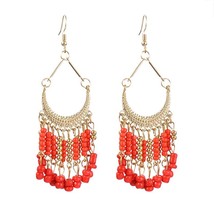 2021 Fashion Crystal Beads Long Tassel Dangle Earrings For Women Bijoux Summer I - £7.29 GBP