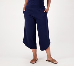 Cuddl Duds Jade Infused Curve Hem Cropped Pants Oxford Navy, Size 1X - £19.79 GBP
