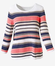 Chicos 1 Streaming Sounds Scoop Neck Sweater Womens M Stripe Long Sleeves - £12.91 GBP