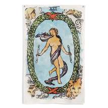 Decorative Wall Flag Of The World Tarot Card | Witchy Tapestry For Esoteric Home - £13.82 GBP