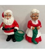 Mr and Mrs Santa Claus 1970&#39;s Ceramic Mold Figures 10” Handmade Vintage - €42,64 EUR
