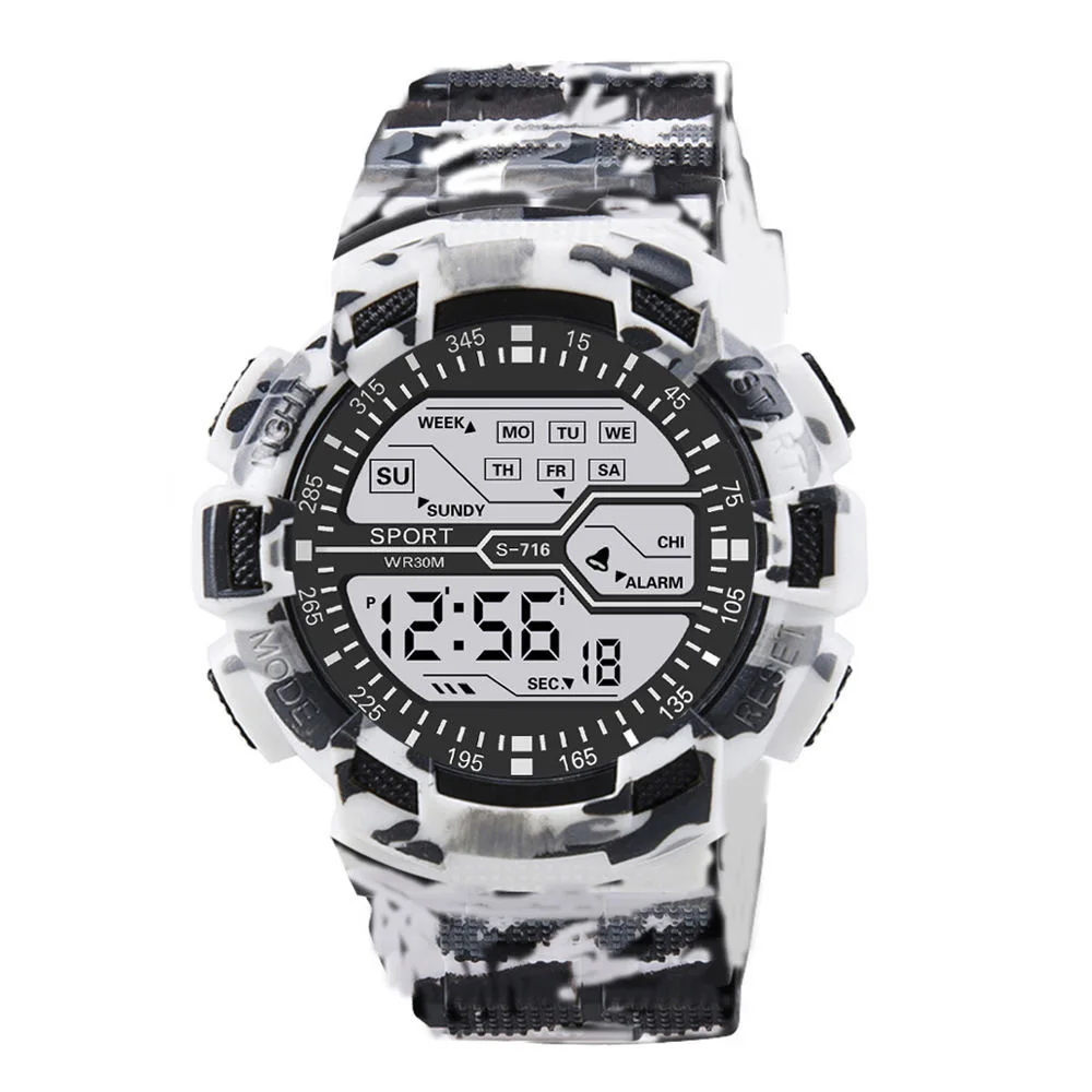 Men&#39;s Digital Electronic Watch Sports Glow 55mm Large Dial Student Outdoor Adven - £12.31 GBP