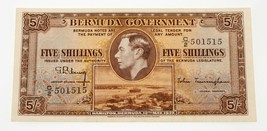 1937 Bermuda 5 Shillings Note AU Condition Pick #8b - $285.86