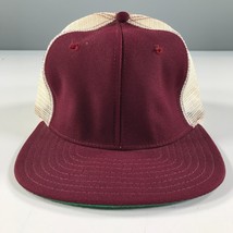Vintage Trucker Hat Youth Size Burgundy Red Brim with White Mesh Dome Ne... - $11.29