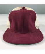 Vintage Trucker Hat Youth Size Burgundy Red Brim with White Mesh Dome Ne... - £8.84 GBP