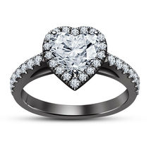 Women&#39;s 1.50 Ct D/VVS1 Diamond Heart Shape Engagement Ring 14K Black Gold Finish - £57.40 GBP