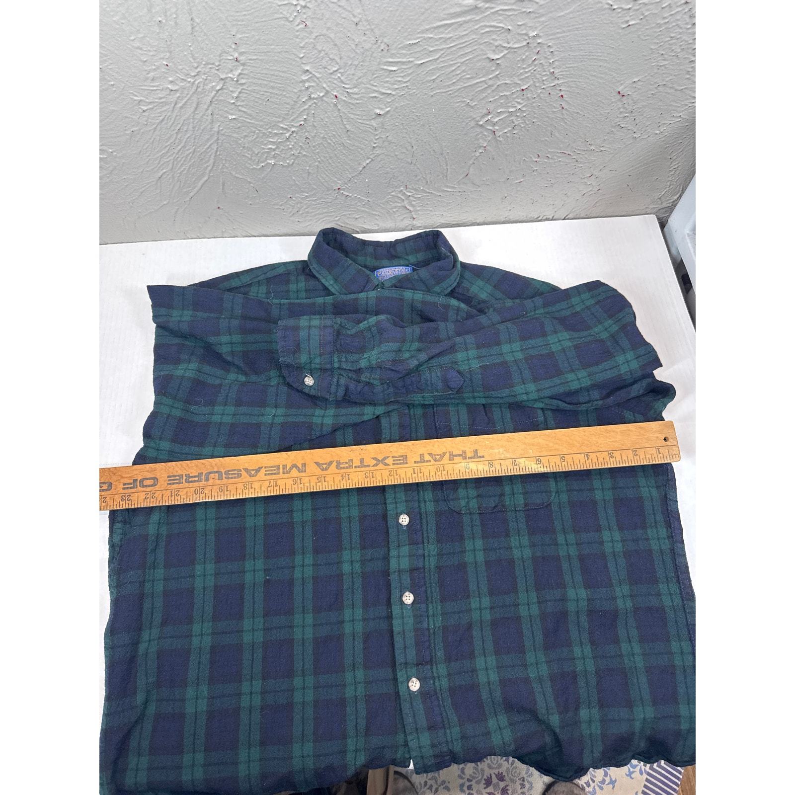 Vintage Pendleton Shirt 1980's Mens Green Blue Wool Tartan USA Made Size XXL Item image 7