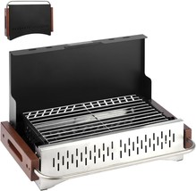 Portable Charcoal Grill, Tabletop Foldable Barbeque Grill, Stainless Steel - £26.29 GBP