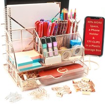 Large 7 In 1 Mesh Metal Supplies Organizer With Pen Holders, A Folder Holder And - £25.45 GBP