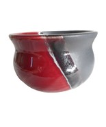 Handmade Burgundy Black Bowl or Planter Signed Art Pottery - $21.59