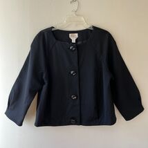Talbots Sz 14 Black Crop Short Stretch Blazer Jacket 3 Button Swing Coat... - €56,62 EUR