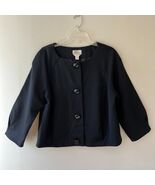 Talbots Sz 14 Black Crop Short Stretch Blazer Jacket 3 Button Swing Coat... - $66.00