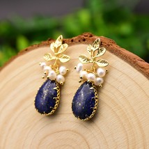 GLSEEVO Natural lapis lazuli  Temperament Drop Earrings Women Girls Party Gift O - £18.38 GBP