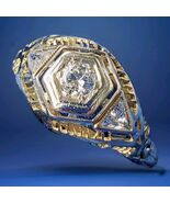 EARTH MINED DIAMOND Deco Engagement Ring ORIGINAL 14K Gold Vintage Solit... - $2,750.25