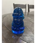 BLENKO Holiday Turquoise Blue Santa Christmas Glass Paper Weight - $1,469.88 MXN