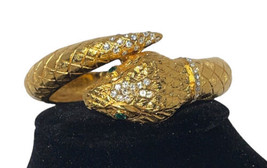 Amazing Rare Kjl Snake Bracelet Watch Rhinestone Gold Tone Kenneth Jay Lane - £225.19 GBP