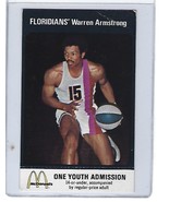 1971 ABA Basketball Floridians McDonalds Full Ticket  Warren Armstrong V... - $297.87 CAD