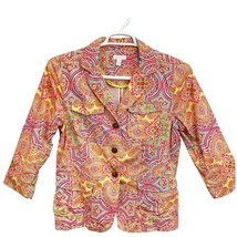 Charter Club Paisley Blazer Jacket Multicolor Size M 3 Button Front 3/4 ... - $24.80