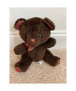 Vintage Williamsburg Pottery Inc. Brown Teddy Bear With Plaid Accents - $246.80 MXN