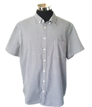 Goodfellow Shirt Men&#39;s Size XXL Navy Blue White Checks Casual Retro Style SS - £15.18 GBP