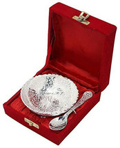 Aluminium -Silver Plated Small Bowl Set with Spoon Size - 3.5 Inch Diameter Bowl - £11.18 GBP