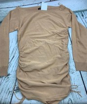 Womens Ruched Long Sleeve Mini Dress Small Tan - $28.49