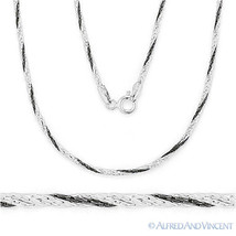 Sterling Silver Black Rhodium Twist-Rope Boston Micro-Link Chain Necklace Italy - £25.44 GBP+