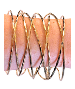Gold Tone Brass Hammered Shiny Criss Cross Wide Cuff Fashion Style Bracelet - $18.12 CAD