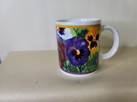 Gorgeous Pansy Theme Mug Cypress Point Trading  Vintage 4 Inches - £11.84 GBP