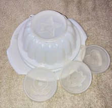 Vintage Tupperware Jello Mold 7 Pieces Set 4 Mold Tops Shapes Serving Pl... - $20.88