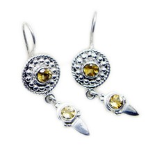 classy Citrine 925 Sterling Silver Yellow Earring genuine gemstones CA gift - £21.41 GBP