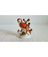 Vintage Ceramic Porcelain Red Parrot Bird Figurine Perching on Flowering... - $147.24 MXN