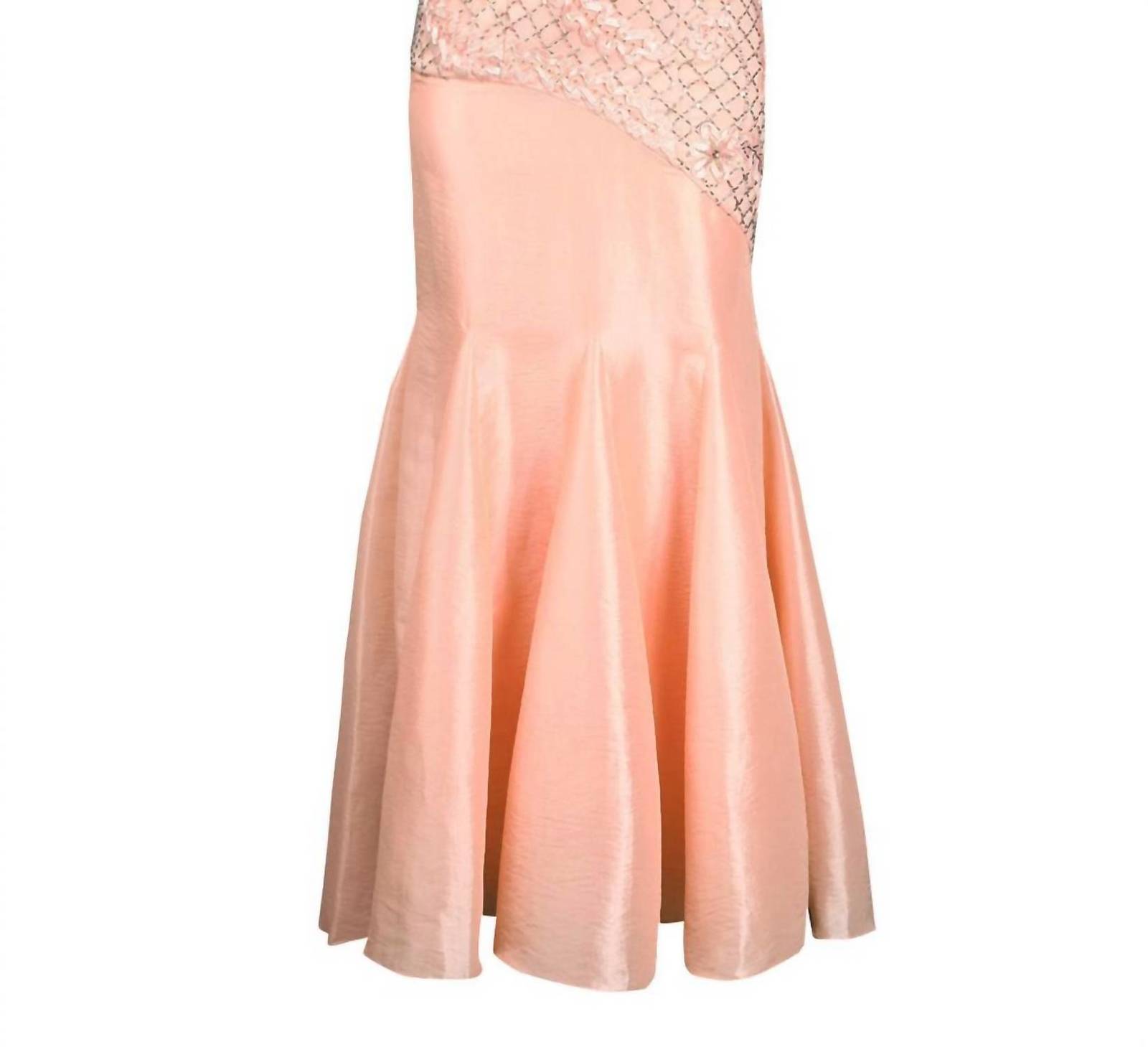 Sue Wong strapless floral beaded mermaid dress in CHAMPAGNE - size 12