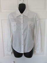 RON LEAL Western Style Snap Button Down Shirt Top Blouse White 12 Cotton... - £23.80 GBP