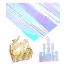 Rainbow Glossy Clear Film For Resin Fillers, Iridescent Cellophane Wrapping Pape - £17.39 GBP
