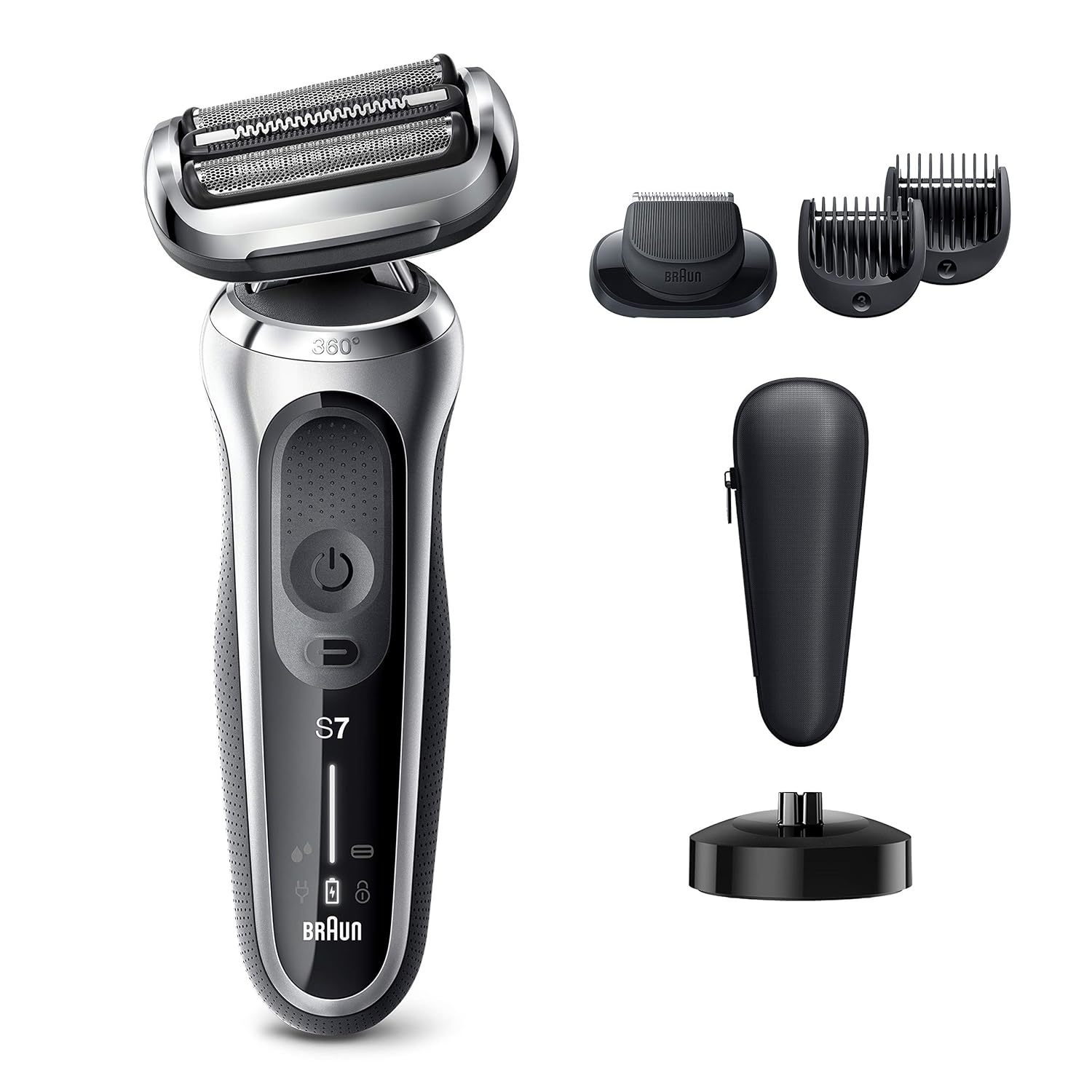 Braun Electric Razor For Men, Series 7 7027Cs, Wet And Dry Shave, With, Silver - $161.97