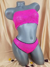 Neon Lingerie Set, Hot Pink Lingerie, Open Back Panties, Open Butt Panty, Erotic - $39.90