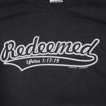 Vintage REDEEMED Lord Jesus Christian Black Shirt 1 Peter 1:17-19 Mens XL - $27.36