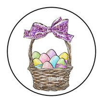30 EASTER BASKET WITH EGGS ENVELOPE SEALS LABELS STICKERS 1.5&quot; ROUND - £5.88 GBP