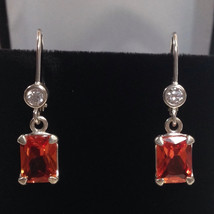 Beautiful 6ct Emerald Cut Orange Padparadscha Sapphire &amp; Sterling Silver Leve - £119.40 GBP