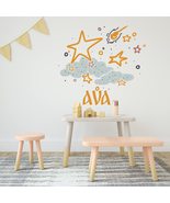 Colorful Stars Sky Boho Wall Decals with Name for Kids Room Decor - Nurs... - £77.58 GBP