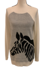 Summerfield Street Womens Scoop Neck Zebra Sweater Size M Cream Black Sl... - £11.72 GBP