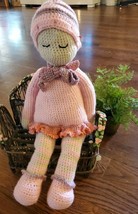 Handmade pink Large 20 in  Stuffed Plush Toy Knit Crochet Doll. - £25.84 GBP