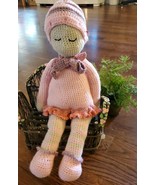 Handmade pink Large 20 in  Stuffed Plush Toy Knit Crochet Doll. - £25.73 GBP